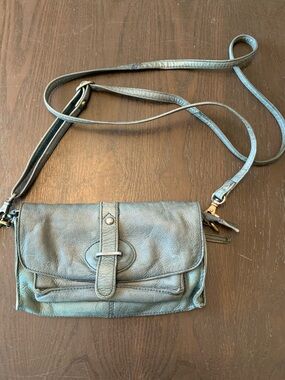 Rugged Hide Teal Blue Antiqued Leather Crossbody Bag